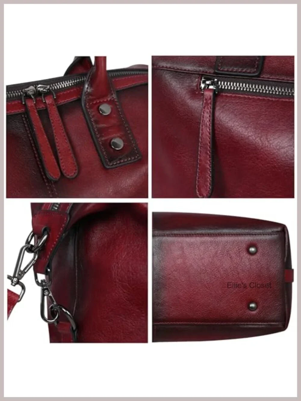 Genuine Leather Satchel Purse Handbag Shoulder Bag Tote Adjustable Strap